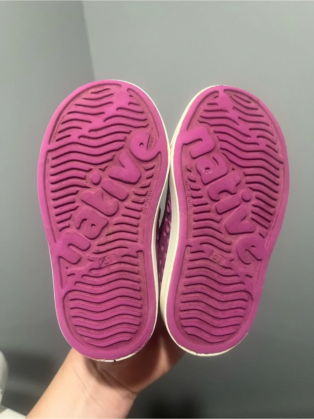 Native C7 Purple and Cream Kids Slip On Water Friendly Sneakers